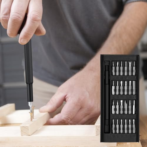 Set di cacciaviti di precisione 25 in 1, kit compatto multi-bit con manico magnetico per elettronica, laptop, orologio, telefono, console di gioco e riparazione occhiali