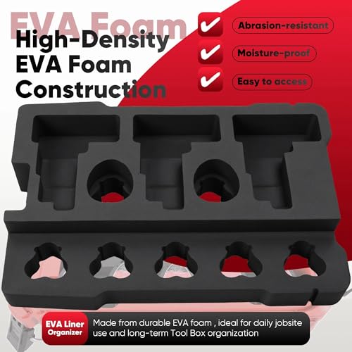 Yudylg EVA Liner Organizer Compatible with Milwaukee Packout Tool Box 48-22-8435, Precision-Cut Insert Compatible with M12 Battery (Black)