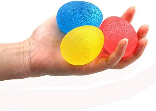 Dushi 3 Pack Hand Exercise Balls Fidgets Stress Relief Ball s Exercise Squeeze Eggs-Shape Hand Finger and Grip Strengthening Therapy Ball