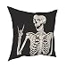 Funda de cojín de esqueleto de Rock And Roll divertida funda de almohada de calavera divertida para sala de estar, dormitorio, sofá, decoración del hogar, 12 x 12 pulgadas