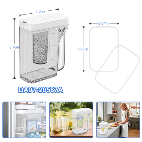 Upgraded DA97-20587A Refrigerator Water Pitcher Compatible with Samsung Water Pitcher for Fridge Door Replacement No Leak Samsung Fridge RF28R6301SG RF28R7351SG RF28R6221SR RF22R7351SG RF22R7351SR by Odree - Used condition - Image 7