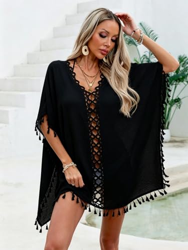 Image of YELAIVP Sexy Beach Cover Ups for Women Sheer Mesh Cover Ups for Swimwear High Cut Swim Suit Bikini Bathing Suit Cover Up