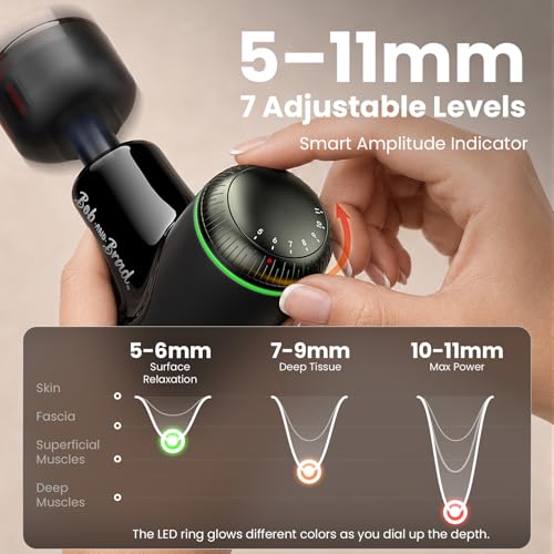 Image of BOB AND BRAD Q2 Ultra Max Mini Massage Gun, Deep Tissue Back Handheld Massager with Infrared Heat Therapy, 5-11mm Amplitude, FSA Approved Portable Percussion Muscle Massager Gun Fathers Day HSA