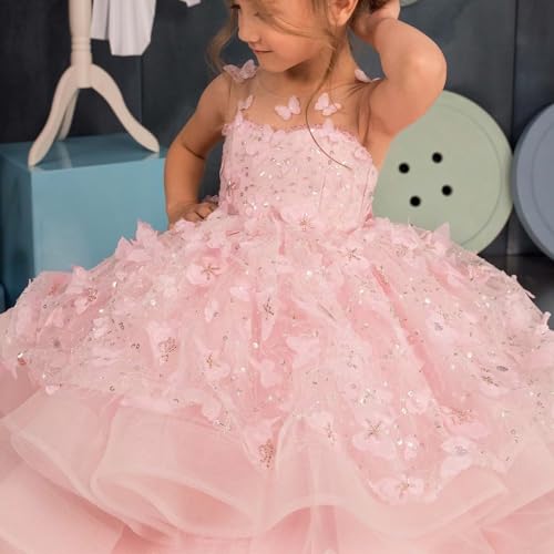 Flower Girl Dresses for Wedding 3D Butterfly Applique Pageant Dresses for Girls Tulle Girls Flower Girl Dress4