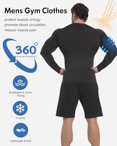 CL convallaria 4 or 5 Pack Mens Compression Shirt Workout Rash Guard Long Short Sleeve Undershirts for Athletic Gym Running3