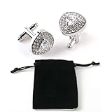 Clásicos Gemelos Camisa Hombres Y Mujeres, Plata Mancuernillas Hombre, Moda Gemelos Franceses Clásicos Para Esmoquin,Negocio,Boda,Pareja,Regalos Navideños-BlancoⅠ-1.8x1.8cm