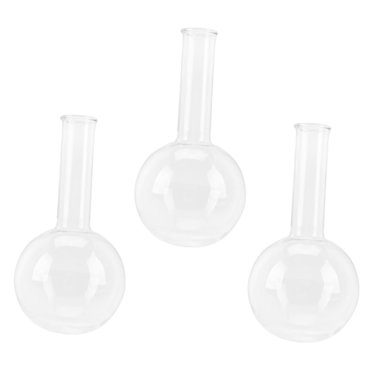 NAMOARLY 3pcs Glass Flask Round Bottom Flask Erlenmeyer Flask Transparent Flask Lab Flask Experiment Flask Flat Bottom Flask Laboratory Supplies Distillation Apparatus Boiling Flask