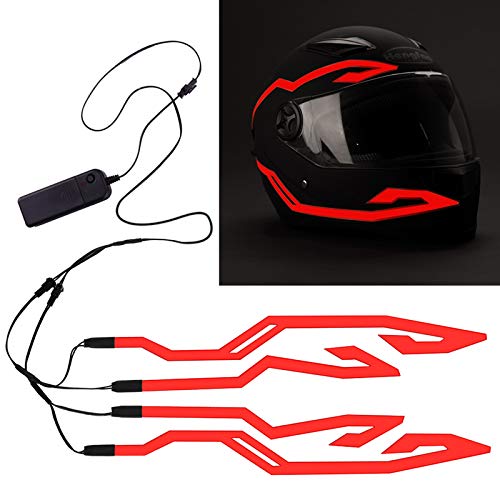 JIGUOOR 4pcs Night Riding Signal Helmet Light Multi-Mode LED Light Strip Decor Kit - Red Battery Powered