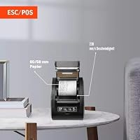 MUNBYN Thermodrucker Bondrukcer 80mm AUTO-CUT Schublade Drucker, Hochgeschwindigkeits Drucken 230mm / sec, USB, Ethernet LAN Schnittstelle, kompatibel mit ESC/POS Druck Befehlen eingestellt-EU Schwarz – Ansicht 7