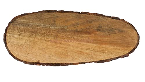 Image of Pakka Wood Handmade & Handcrafted Wooden Serving Tray (40 x 16 x 2.5 cm)- Wooden Tray Papaya Design (Wooden Serving Tray Papaya Design)