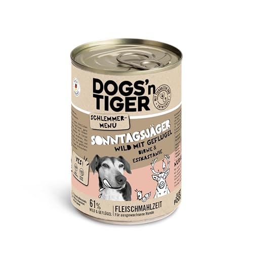 Produktbild von Dogs’n Tiger Sonntagsjäger Adult Hundefutter mit Wild und Geflügel - 12 x 400 g
