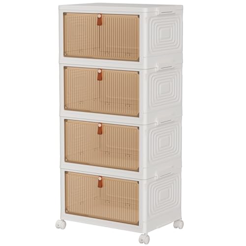 TidyTrove 4-Tier Stackable Storage Boxes with Lid, 23L