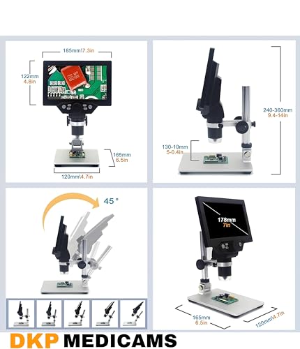 Image of DKP Medicams HD 7 inch G1200 Digital Microscope, 1200 Times Microscope, 12MP Camera Video Recorder with HD Screen Identification Mobile Phone Repair