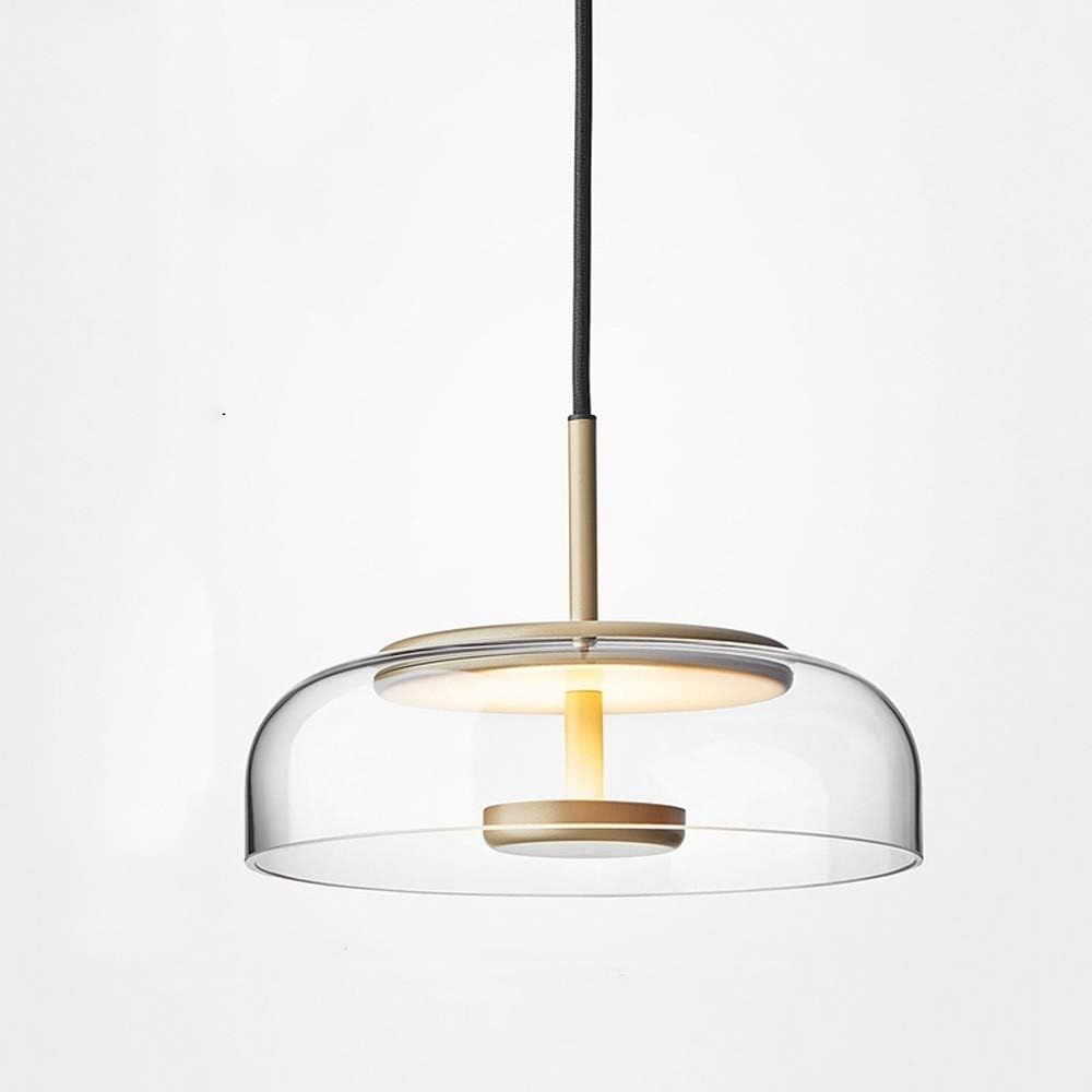 Clear Glass Shade Led Brushed Lighting for Counter Dining Room Industrial Vintage Modern Edison Hanging Light Loft Bar Kitchen Island Lamp Fixture Chandelier Flush Mount Light (Color :/Warm Light