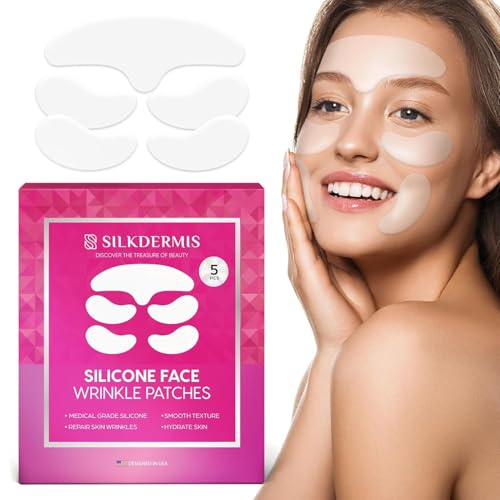 SILKDERMIS Silicone Face and Forehead Wrinkle Patches: Facial Wrinkle Patch for overnight and Smile Line and Under Eye Patches Forehead Wrinkle Treatment