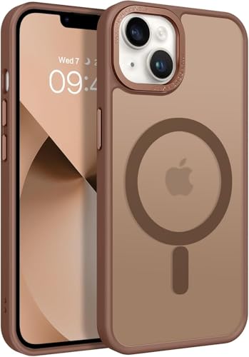 Case for iPhone 15 iPhone 15 Magnetic Case [Compatible with MagSafe] Slim Translucent Matte Scratch-Resistant Back Shockproof Phone Case Gold Desert Titanium