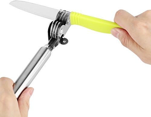 Knife Sharpener, Handheld Manual Stainless Steel Knife Sharpener for Kitchen, Carving, Hunting, Fillet or Pocket Knives. Non-Slip Base