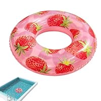 Edmirfun – Set De 4 Bouées Gonflables Fruits – 3 Anneaux De Piscine 90 Cm + Ballon 21 Cm – Anti-fuite, Matériau Durable – Adultes Et Ados – Plage, Piscine, Fête