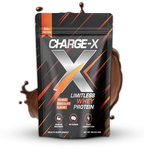 CHARGE-X Whey Protein Powder 1kg – Double Chocolate | 24g Protein + 5.2g BCAAs per Scoop | No Added Sugar | Muscle Recovery & Strength Supplement | High Protein Fitness Formula CHARGE-X Whey Protein Powder 1kg – Double Chocolate | 24g Protein + 5.2g BCAAs per Scoop | No Added Sugar | Muscle Recovery & Strength Supplement | High Protein Fitness Formula