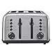 BUYDEEM DT640E Tostadora de Pan 4 Rebanadas de Ranuras Anchas, Tostador Vintage de Acero Inoxidable de 7 Niveles, Función de Calentamiento y Descongelación, Recolector de Basura Extraíble (Inox)