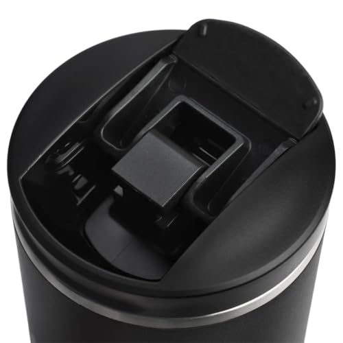 Image of STANLEY 1913 Transit Flip Top Mug 0.6L - Black | Keeps 6 Hours Hot - 12 Hours Cold - Leakproof - Dishwasher Safe - Car Cup Holder Compatible