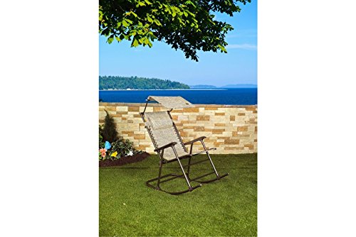 Bliss Hammocks Gfr-091S 27" Wide Rocking Chair W/Canopy & Pillow, Foldable, Outdoor, Lawn, Deck, Patio, Weather & Rust Resistant, 360 Lbs Capacity, Sand #TOP1
