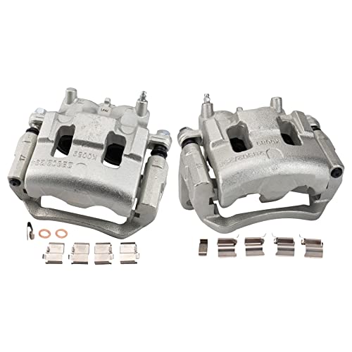 Image of TRQ Front Brake Caliper Set Zinc Coated Brackets Compatible with 2007-2014 Ford Edge 2007-2015 Lincoln MKX