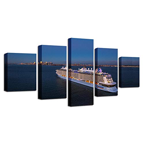 Toile intissée 5 pièces navire à vapeur impression HD photo haut de gamme
