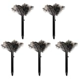 iHUFeather Retractable Ostrich Feather Duster for Cleaning, 15 Inch Fluffy and Natural Feather Duster with Retractable Handle, Reusable Eco-Friendly Handheld Cleaning Supplies(5PCS)