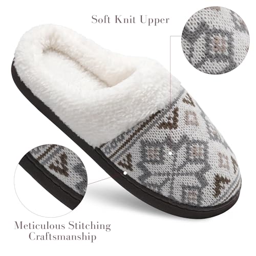 shoeslocker Slippers for Women Memory Foam Fuzzy House Slippers Bedroom Non-slip Warm Fluffy Plush Womens Slippers Misty Beige Size 83