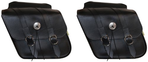 Juego de alforjas para motocicleta Dowco Willie & Max 58707-00 Deluxe Series: cuero sintético compacto inclinado, negro, ajuste universal, capacidad total de 20 litros (10 litros cada una) miniatura 1