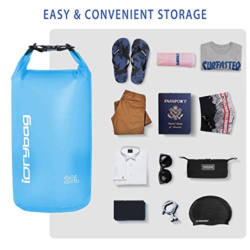IDRYBAG Bolsa Seca Transparente Impermeable 2L/5L/10L/15L/20L, Bolsa Pequeña Impermeable para Kayak, Saco Seco Impermeable para Camping y Viajes - imagen 4
