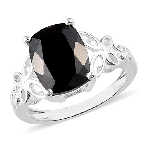 925 Sterling Silver Cushion Black Tourmaline Engagement Ring for Women Mothers Day Gifts