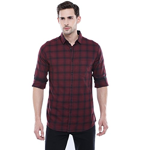 Image of Dennis Lingo Men Cotton Checkered Slim Fit Casual Shirt