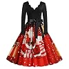 NJGRAE Robe Longue Femme Mini Jupe Cuir Rose Femmes Robes Manches Longues V Cou Noël 1950 Femme au Foyer soirée soirée Prom Vintage Long Maxi Robe décontractée