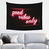 Good Vibes Neon Poster Tapestry 29x37 In Aesthetic Wall Hanging Decorative Tapestries Cute Preppy Banner For Teen Girl Bedroom College Dorm Home Living Room Party Decor