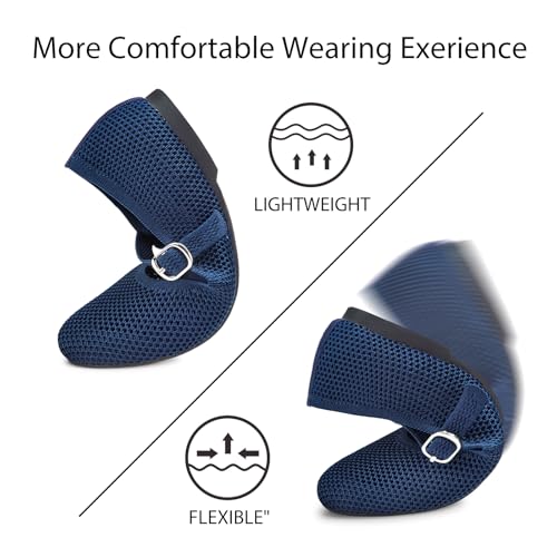 Tanamo Mary Jane Shoes Flats for Women Round Toe Shoes Ballet Flats Comfortable Dressy Adjustable Straps Casual Office Work Wedding Washable Knit Slip On3
