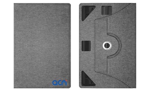 Image of ACM Rotating Nylon Case Cover Viewing Stand Compatible with Brave Ark 12.95 inch Tablet Front & Back Cover Grey