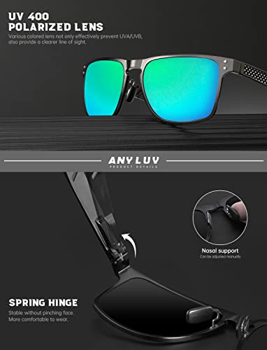 Image of ANYLUV Polarized Sunglasses for Men Rectangular Classic Al-Mg Metal Frame Sun Glasses Mens Sunglasses with UV Protection