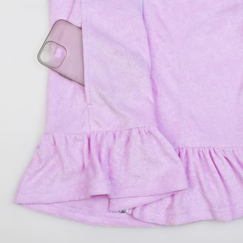Image of CHILDRENSTAR Girls Swim Coverups Terry Swimsuit Cover-Up Hooded Zip-Up Beach Robe