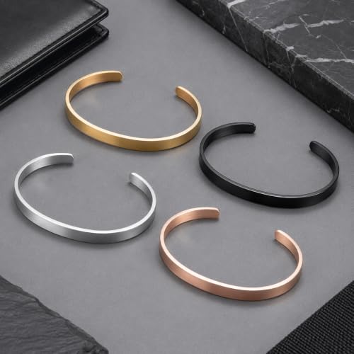 Pulsera de hombre de acero inoxidable abierta miniatura 6