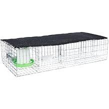 Bird B Gone - Pigeon Trap - Spacious 35"x16"x8" Cage for Up to 12 Birds - Shade, Water Container & Food Pan - 3 One-Way Doors - Durable & Lightweight 10 lbs - Humane Bird Control