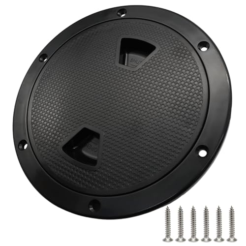 Bonsicoky 6 Inch Round Boat Hatch, Marine Inspection Hatch, Black Plastic Deck Plate with Non-Slip Cover, 5.5 x 5.5 Inch Outer Diameter, Waterproof Access Hatch for Boats, Yachts & RVs