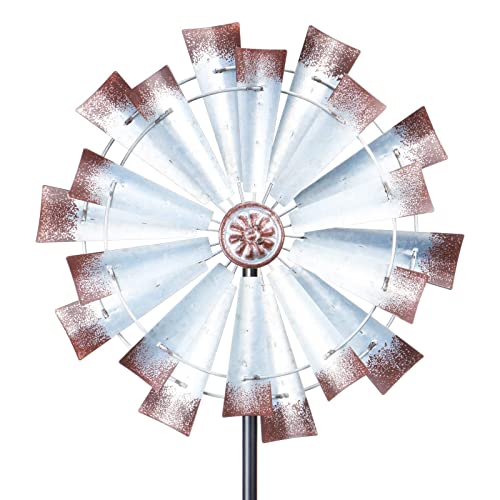 Spinner de viento al aire libre Metal 360 grados doble viento escultura cinética molino de viento para jardín patio patio césped Cover