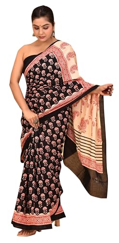 Robe sari indien en coton avec chemisier non cousu pour femme