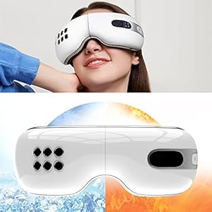 Yumzeco Augenmassagegerät mit Kühlend und Wärme,Faltbares & Aufladbare Massagebrille mit Vibration,Musik,Luftverdichtung Augen Massage，Augenmassagegerät Elektrisch für Augenringe,Anti-aging,Trockenen