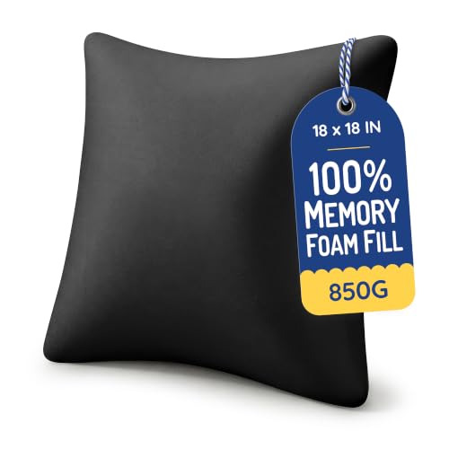 Image of AM AEROMAX 18x18 Memory Foam Throw Pillow Insert, Square, Black