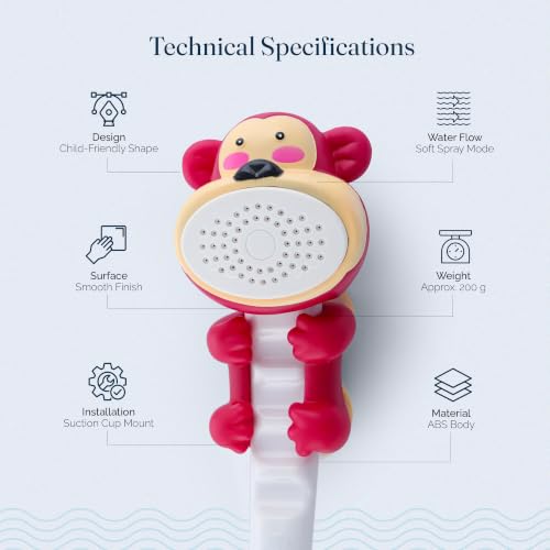 Image of JAL Animal Theme Hand Shower for Kids | Baby Bath Shower Extension & Hook