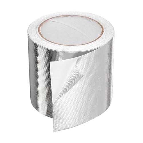 HARFINGTON Heat Shield Tape 3.94" x 65.6 ft Waterproof Sunscreen Sound Insulation High-Temperature Resistance Silver Aluminum Tape Thickness for Automotive Repairs