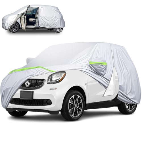 Funda impermeable para coche para Smart Fortwo 451/453 (W453) 2016-2024 | Tela Oxford DuPont para todas las estaciones con acceso a la puerta con cremallera y correas resistentes al viento | Fundas